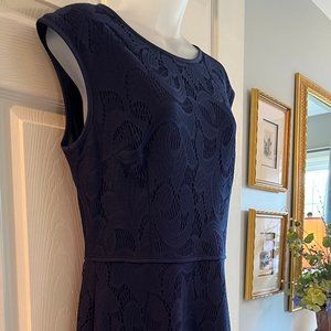NWT WISP Leeah Navy Blue Lace Knit Dress, Size 10